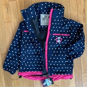Equine Couture Navy Polka Dot Jacket with Pink Accents